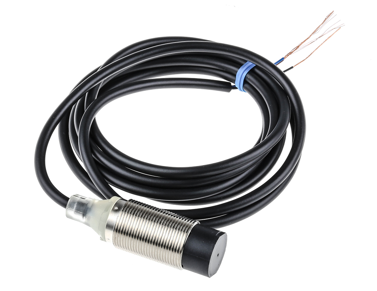 Omron Inductive Threaded Barrel Proximity Sensor, M18, 16 mm Detection, PNP NO, 12 → 24 V dc