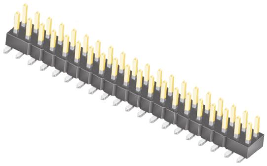 Samtec TSM Series Straight Surface Pin Header, 40 Contact(s), 2.54 mm Pitch, 2 Row, Unshrouded