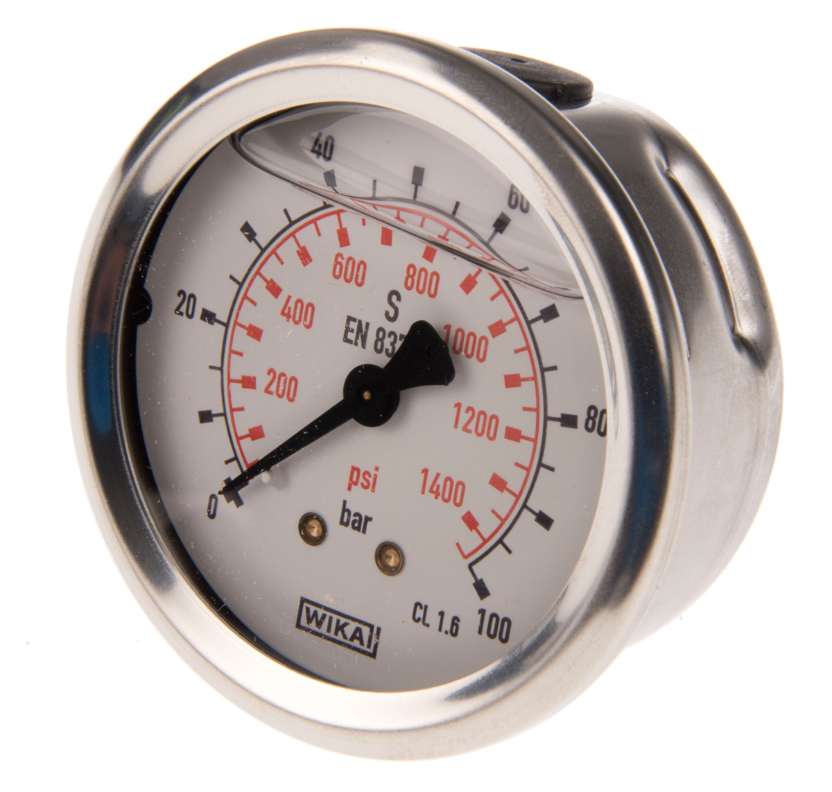 WIKA G 1/4 Analogue Pressure Gauge 100bar Back Entry 63mm Outside Diameter