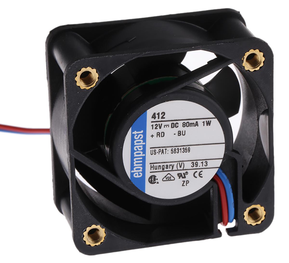 ebm-papst 400 Series Axial Fan, 12 V dc, DC Operation, 10m³/h, 900mW, 40 x 40 x 20mm