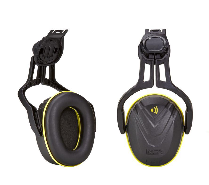 MSA Safety V-Gard Ear Shells with Helmet Attachment, 32dB, Black, Yellow