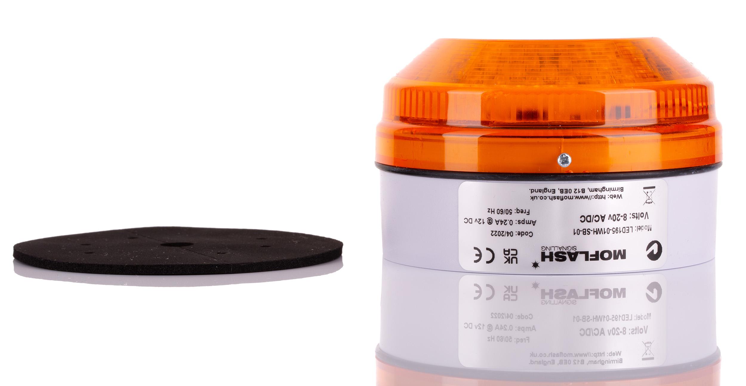 Moflash LED195 Series Amber Multiple Effect Beacon, 8 → 20 V ac/dc, Surface Mount, Wall Mount, LED Bulb, IP65