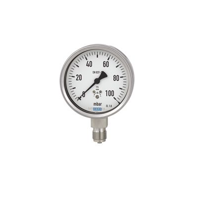 WIKA NPT 1/2 Analogue Pressure Gauge 160mbar Back Entry 100mm Outside Diameter