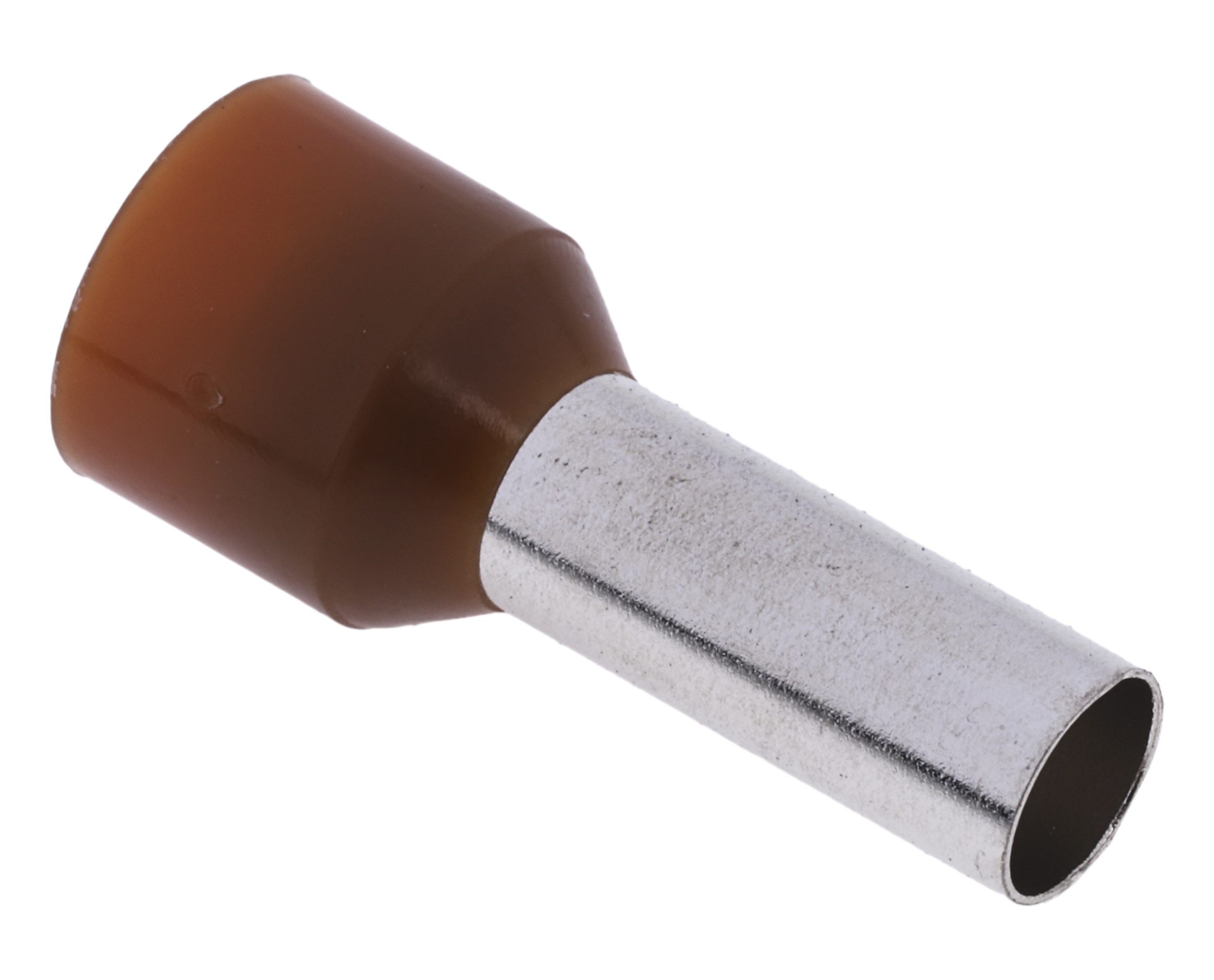RS PRO Insulated Crimp Bootlace Ferrule, 12mm Pin Length, 4.5mm Pin Diameter, 10mm² Wire Size, Brown