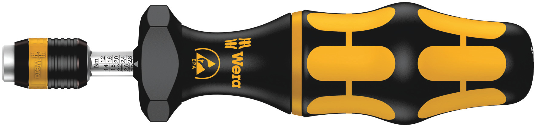 Wera Adjustable Torque Screwdriver, 0.3 → 1.2Nm, 1/4'' Drive, ESD Safe, ±6 % Accuracy