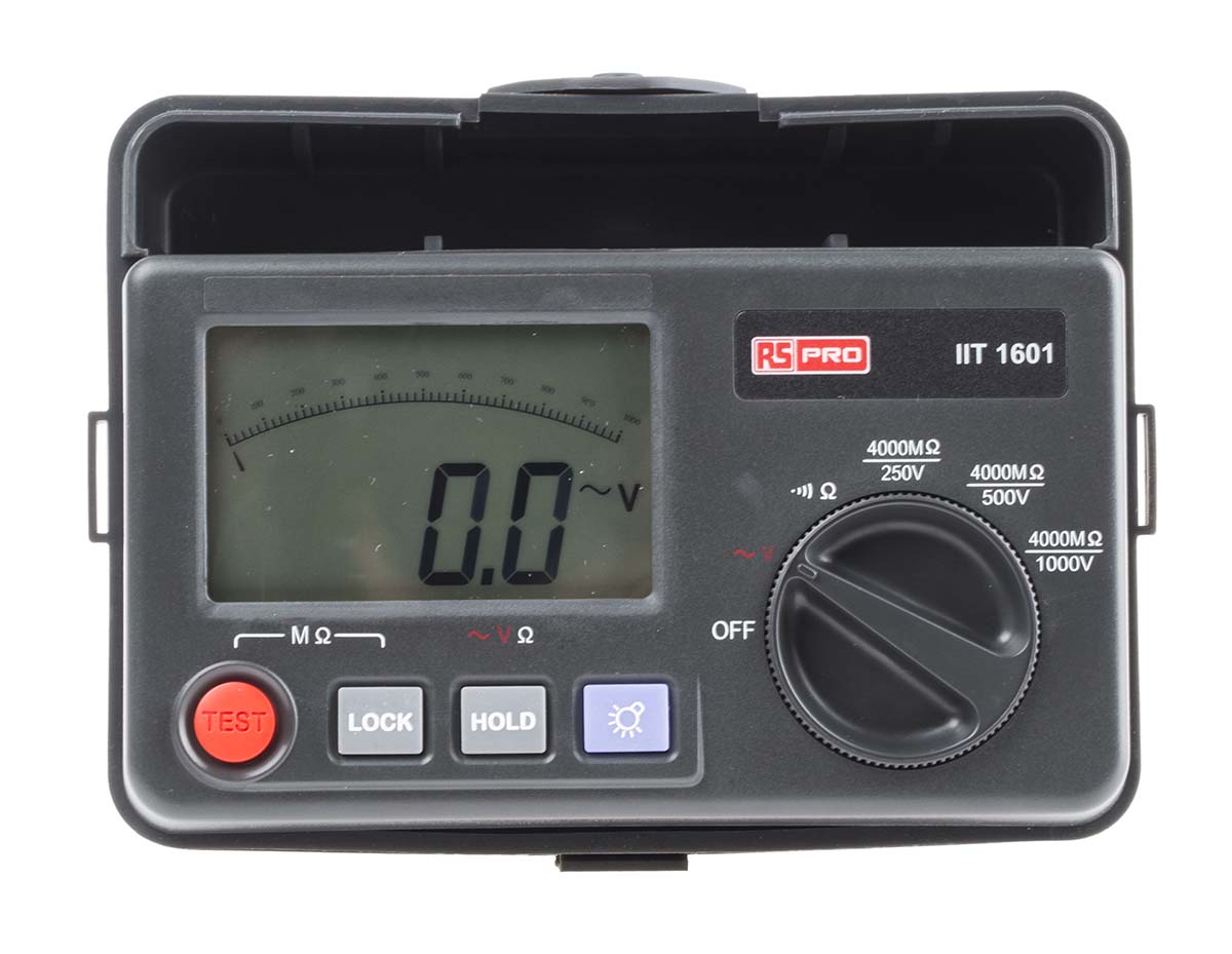 RS PRO IIT1601 Insulation Tester, 250V Min, 1000V Max, 4GΩ Max