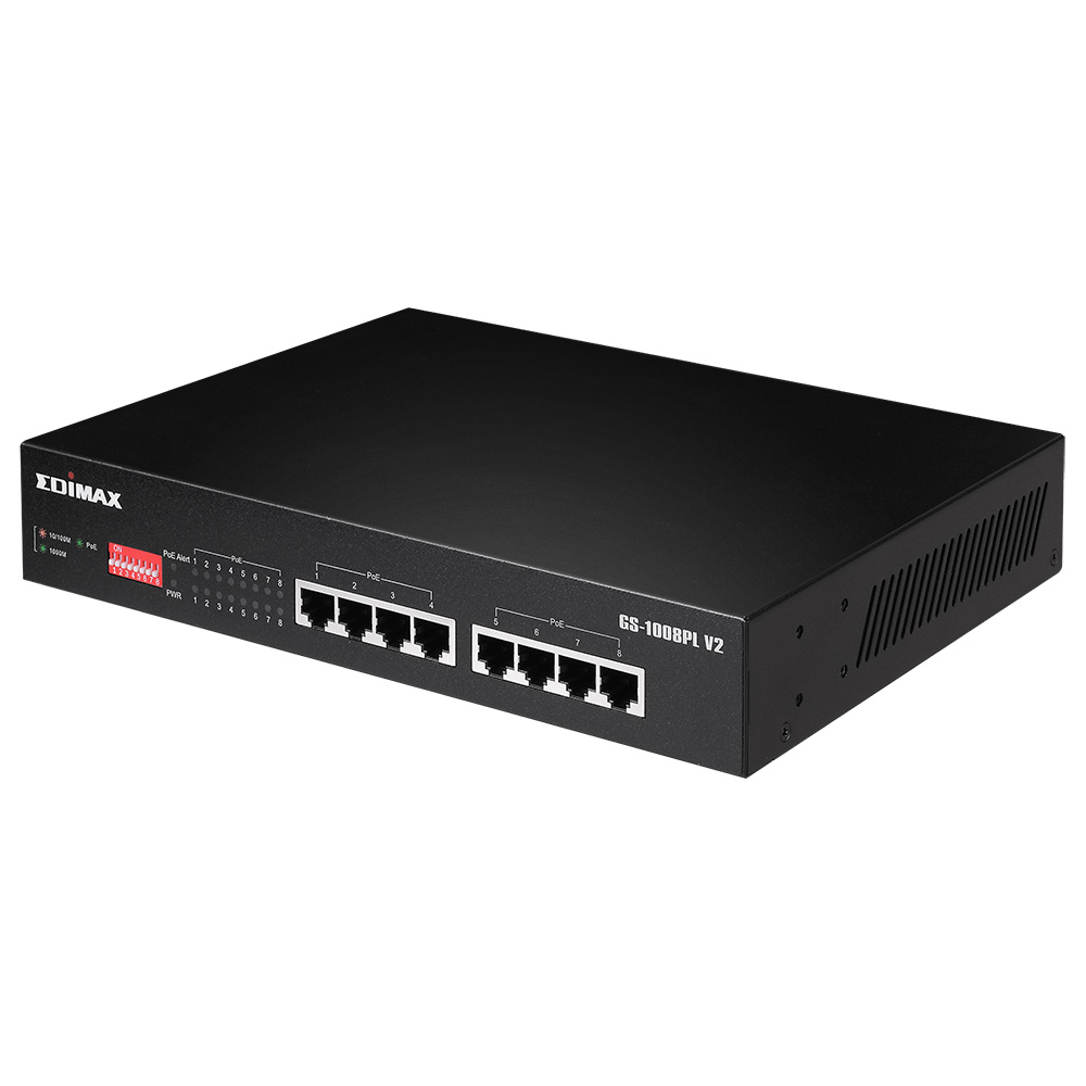 Edimax GS-1008PL V2, Unmanaged 8 Port Gigabit Switch With PoE