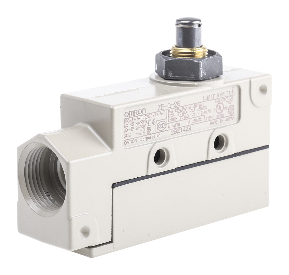 Omron Plunger Limit Switch, NO/NC, IP65, SPDT, 480V ac Max, 15A Max