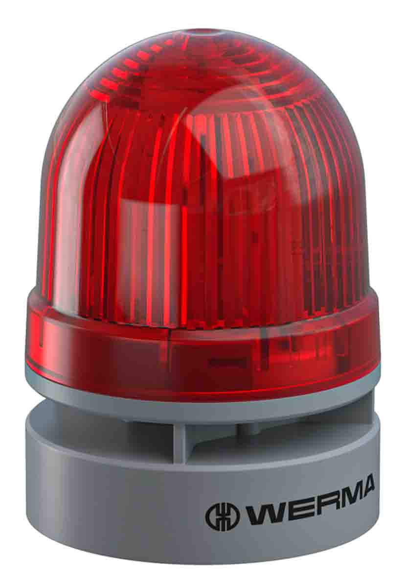 Werma EvoSIGNAL Mini Series Red Sounder Beacon, 24 V dc, IP66, Base Mount, 95dB at 1 Metre