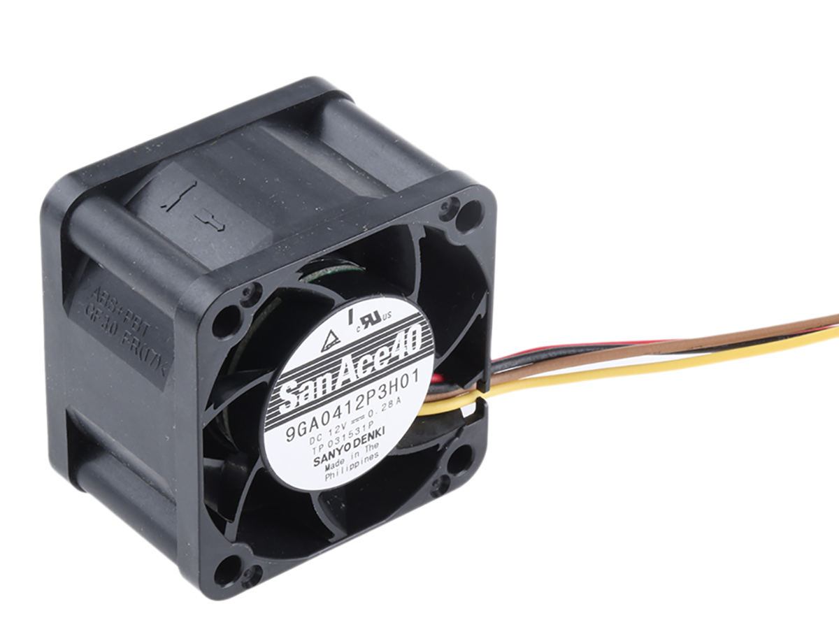 Sanyo Denki San Ace 9GA Series Axial Fan, 12 V dc, DC Operation, 32.4m³/h, 3.36W, 280mA Max, 40 x 40 x 28mm