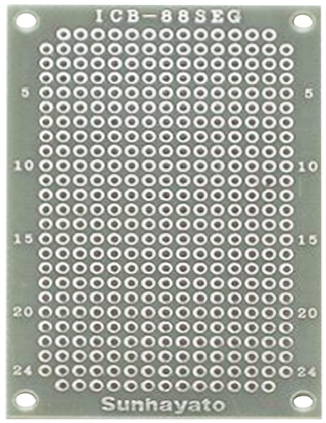 Sunhayato Double Sided Matrix Board 0.9mm Holes, 2.54 x 2.54mm Pitch, 72 x 47 x 1.2mm