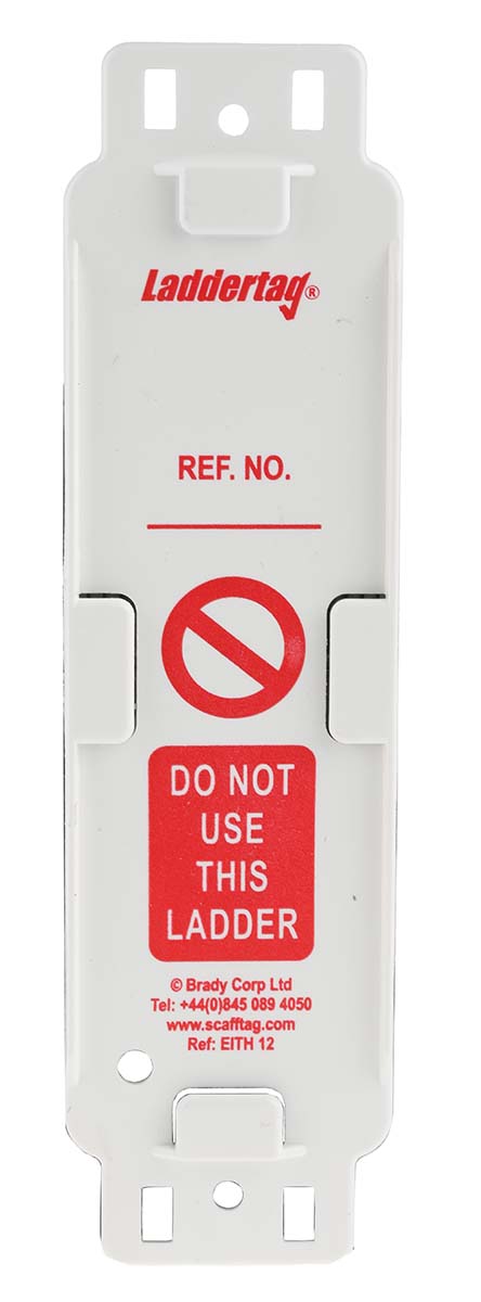Brady Red on White Safety Ladder Tag, English Language, 10 per Pack