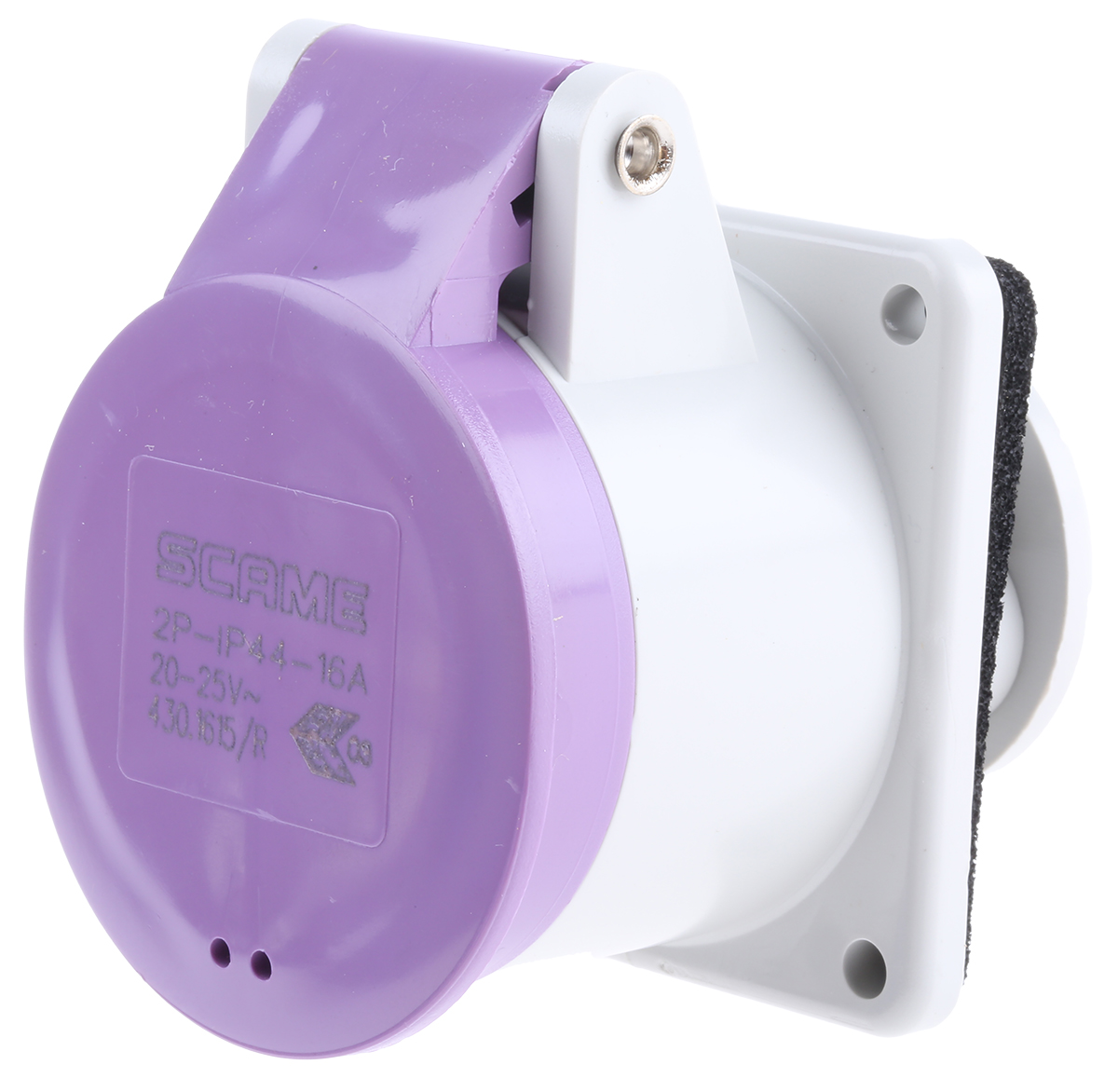 Scame IP44 Purple Panel Mount 2P Industrial Power Socket, Rated At 16A, 20 → 25 V