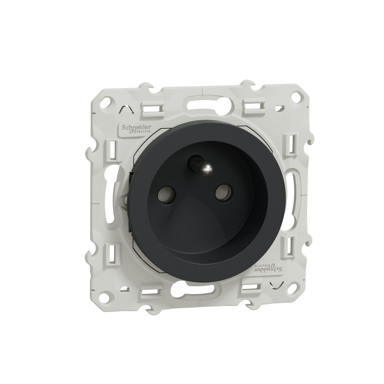 Schneider Electric Anthracite 1 Gang Plug Socket, 2 Poles, 16A, French 2P