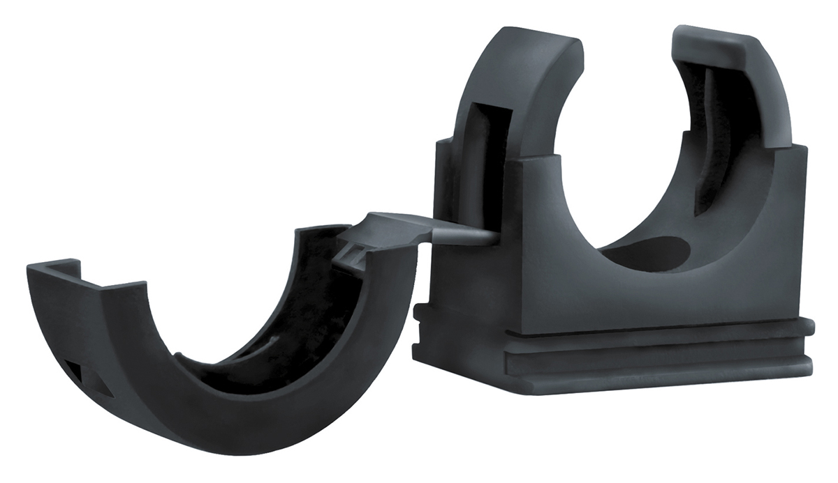 Flexicon Conduit Clip, Conduit Fitting, 28mm Nominal Size, Nylon 66, Black