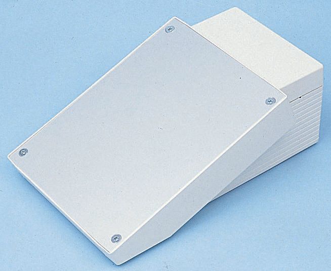 OKW DATEC Series Grey, White ABS Desktop Enclosure, Sloped Front, 302 x 272 x 101mm