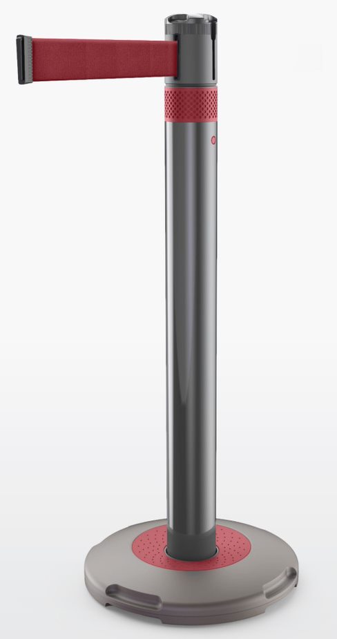 Skipper Black & Red Nylon Retractable Barrier, Red Tape