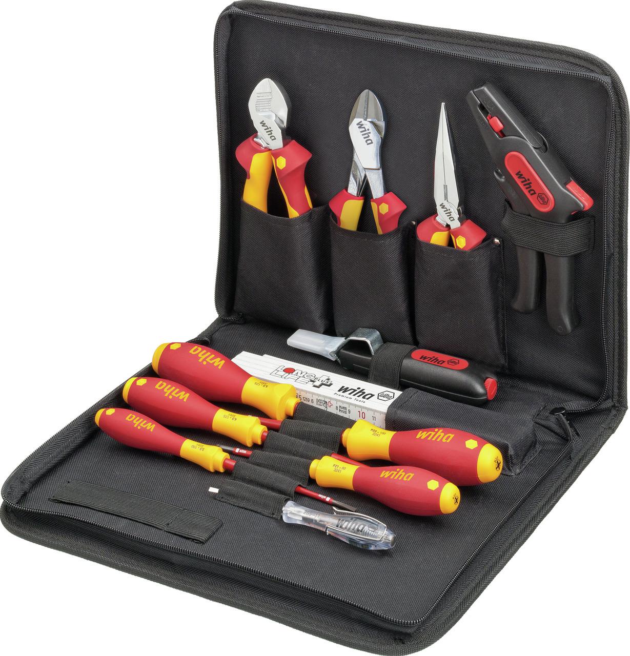 Wiha 13 Piece Electrician Tool Kit Tool Kit with Pouch, Yes