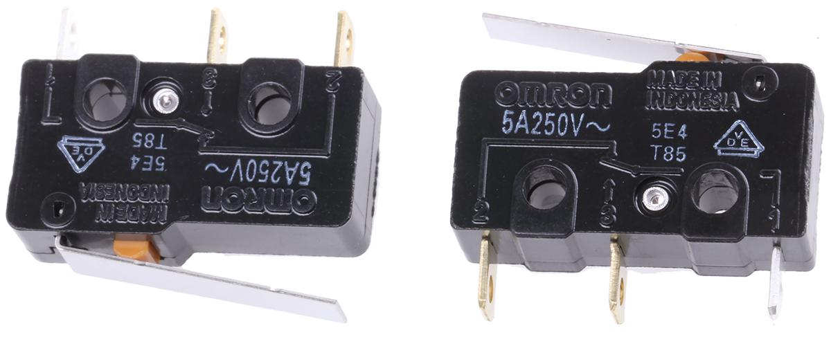 Omron Hinge Lever Micro Switch, Solder Terminal, 5 A @ 125 V ac, SPDT, IP40