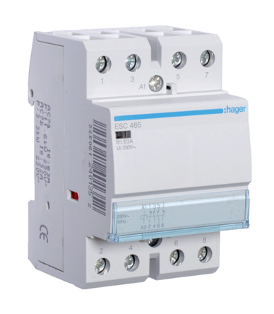 Hager System M Pro ESC Contactor, 230 V ac Coil, 4-Pole, 63 A, 2NO + 2NC, 400 V ac