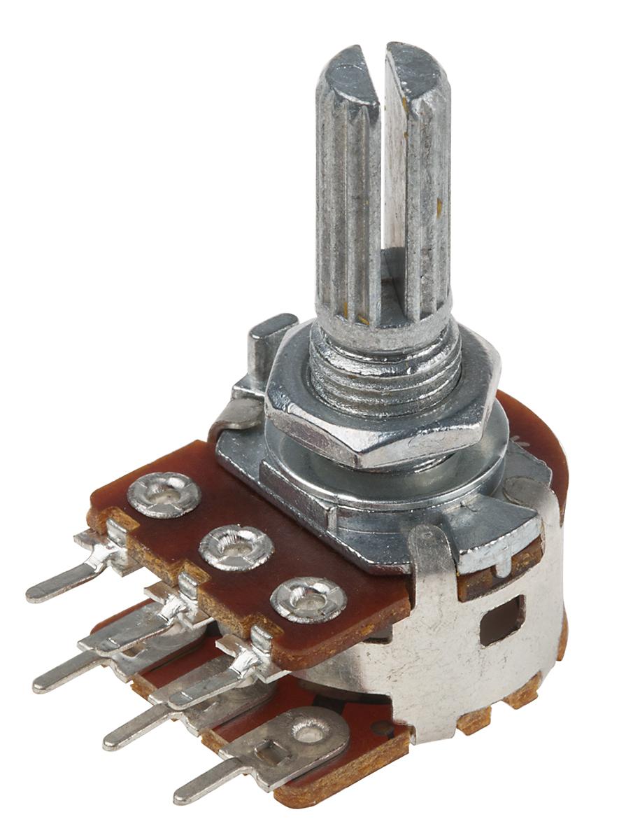Bourns PDB18 100kΩ Rotary Potentiometer 2-Gang, Panel Mount (Through Hole), PDB182-K220K-104B