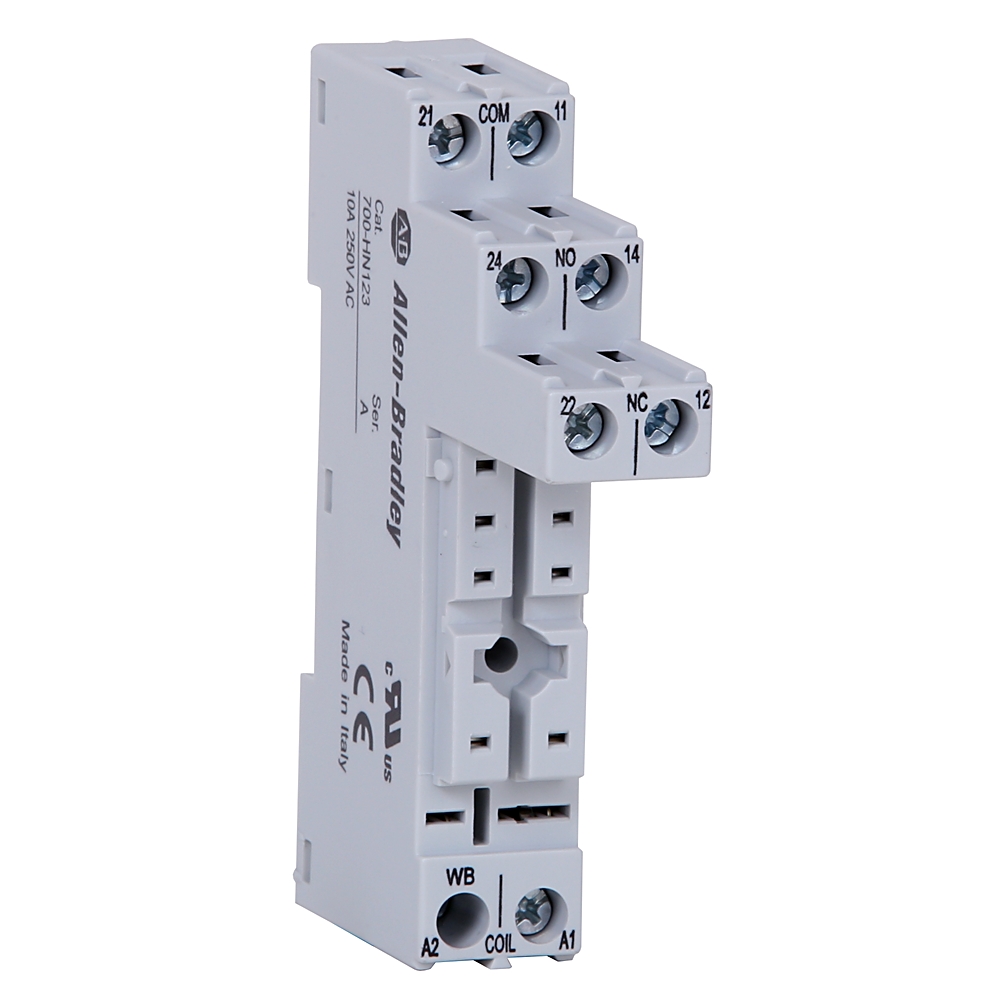 Allen Bradley 700-HN 8 Pin 300V DIN Rail, Panel Mount Relay Socket, for use with 700-HP Relay
