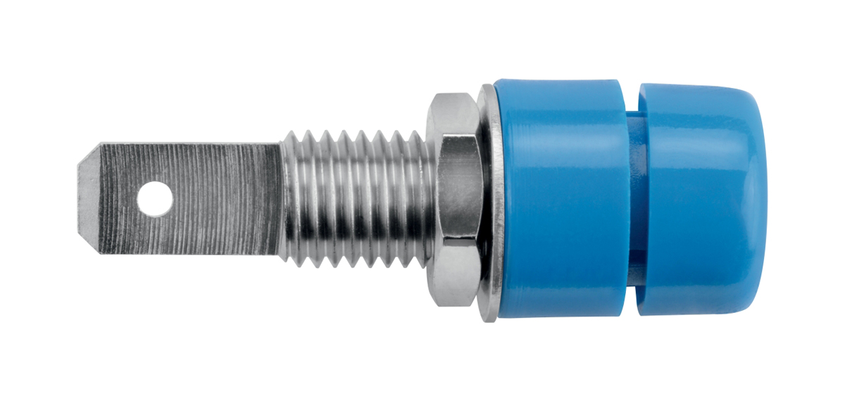 Schutzinger Blue Female Banana Socket, 4 mm Connector, 32A, Nickel Plating