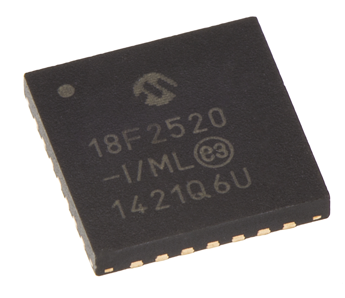 Microchip PIC18F2520-I/ML, 8 bit PIC, PIC18F2520 Microcontroller, 64 MHz, 32kB FLASH, 28-Pin QFN