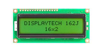 Displaytech 162J BC BW 162J Alphanumeric LCD Display, Yellow-Green on, 2 Rows by 16 Characters, Transflective