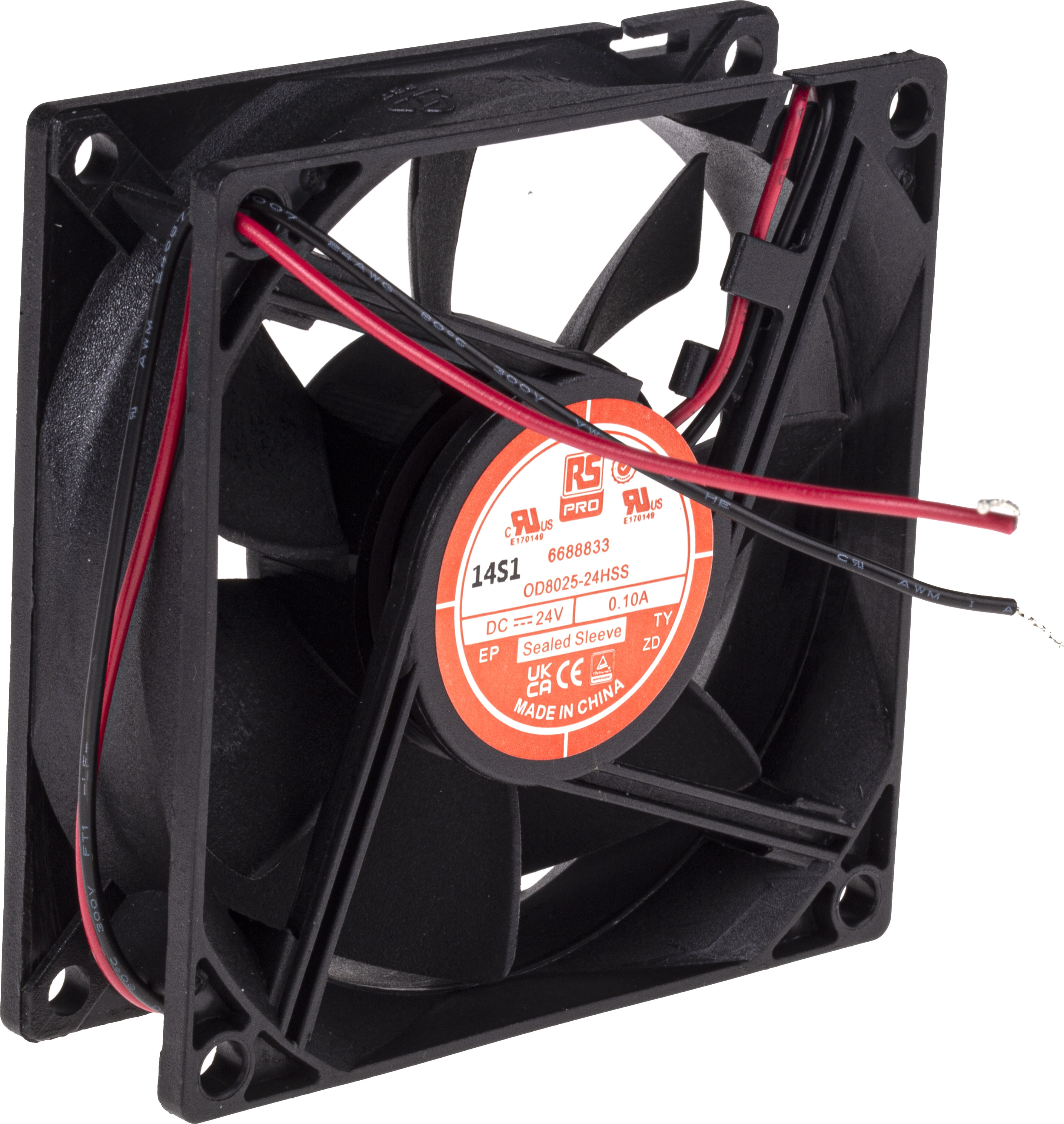 RS PRO Axial Fan, 24 V dc, DC Operation, 68m³/h, 2.4W, 160mA Max, 80 x 80 x 25mm