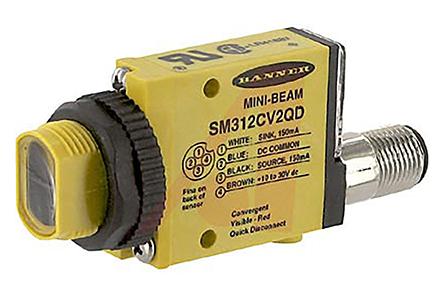 Banner Convergent Photoelectric Sensor, Block Sensor, 43 mm Detection Range