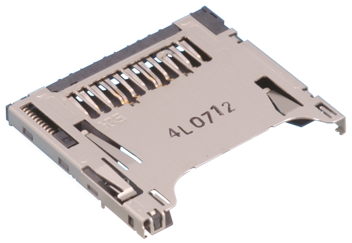 Hirose 11 Way Right Angle Mini SD Memory Card Connector With Solder Termination