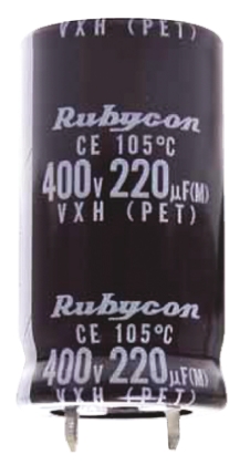 Rubycon 100μF Aluminium Electrolytic Capacitor 450V dc, Snap-In - 450VXH100MEFCSN22X25