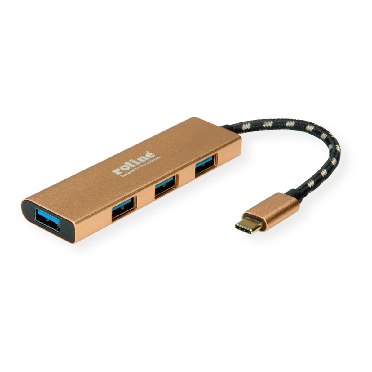 Roline 4 Port USB 3.2 USB C  Hub, USB Bus Powered, 145 x 63 x 26mm