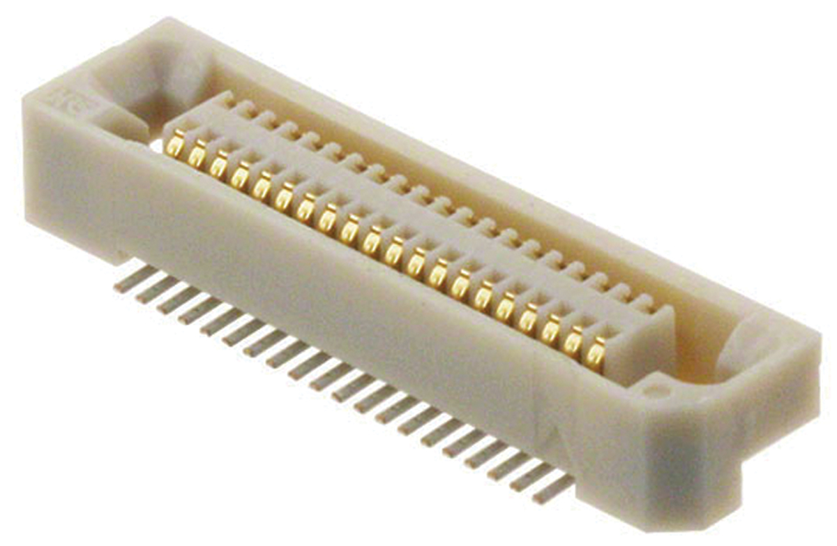 Hirose FX6 Series Straight Surface Mount PCB Socket, 40-Contact, 2-Row, 0.8mm Pitch, Solder Termination