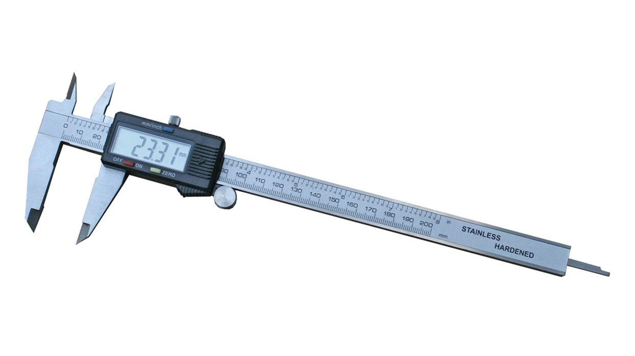 RS PRO 200mm, 8in Digital Caliper 0.0005 in, 0.01 mm Resolution, Imperial, Metric With UKAS Calibration