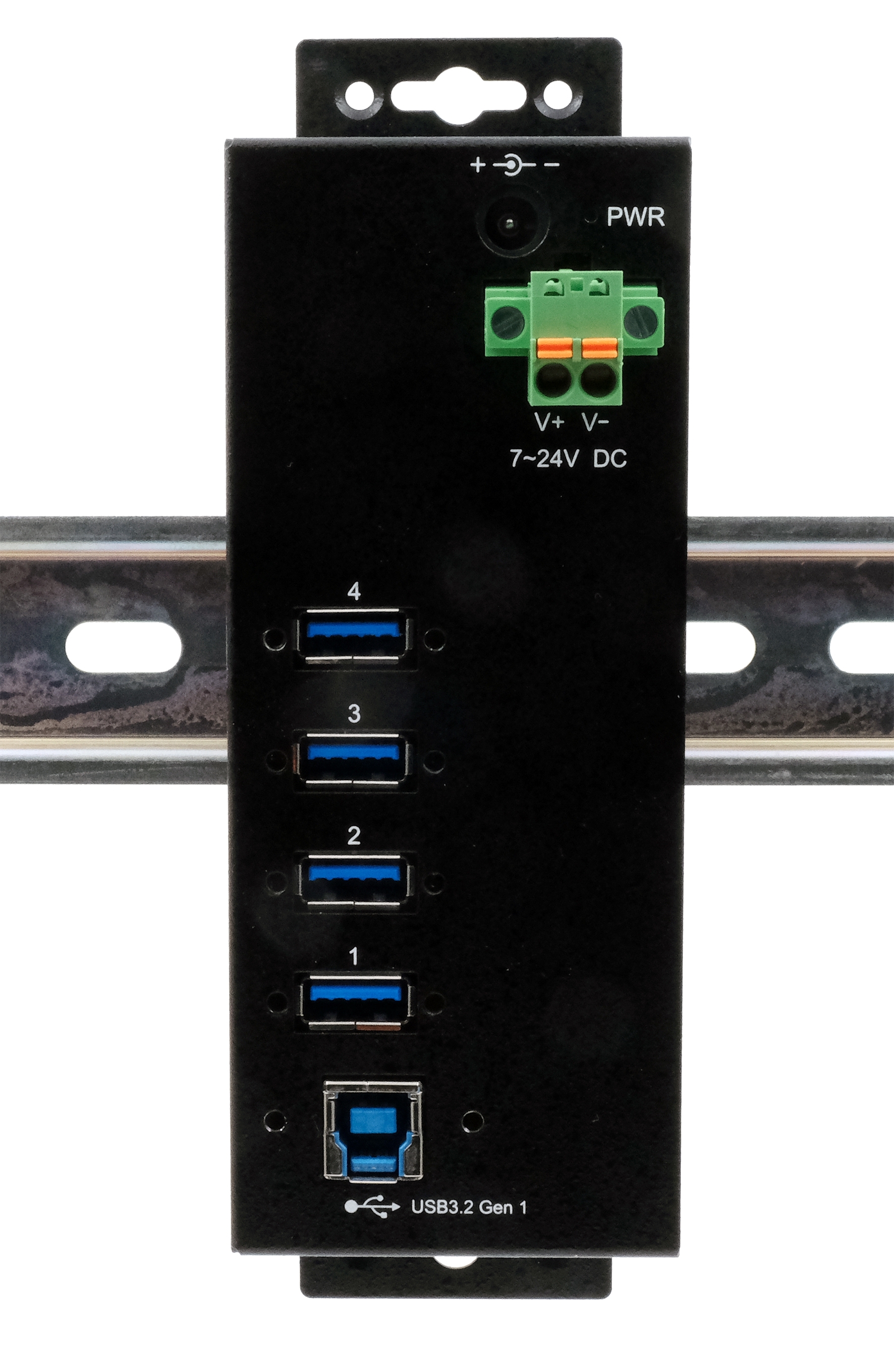 Exsys 4 Port USB 3.2  Hub, Terminal Connector Powered, 163 x 54 x 30mm