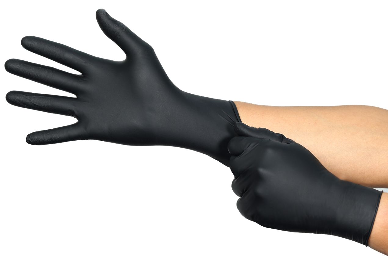 Ansell 94-242 Black Powder-Free Nitrile Disposable Gloves, Size 9.5-10 XL, 1000 per Pack
