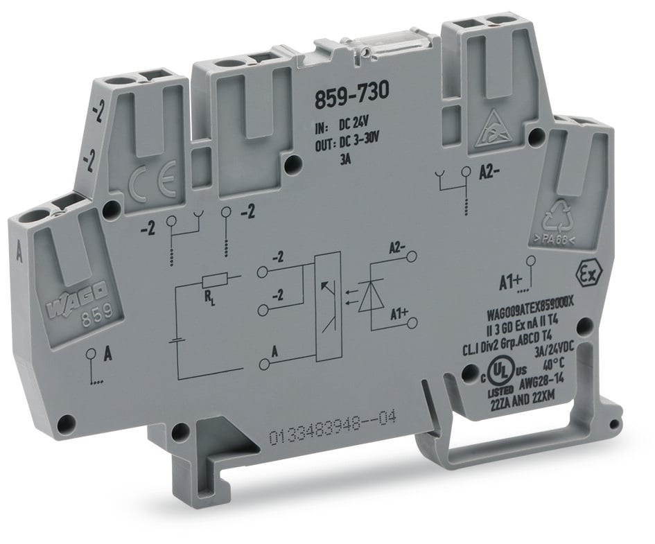 WAGO 859-730 859 Series Grey, 2.5mm², Cage Clamp Termination