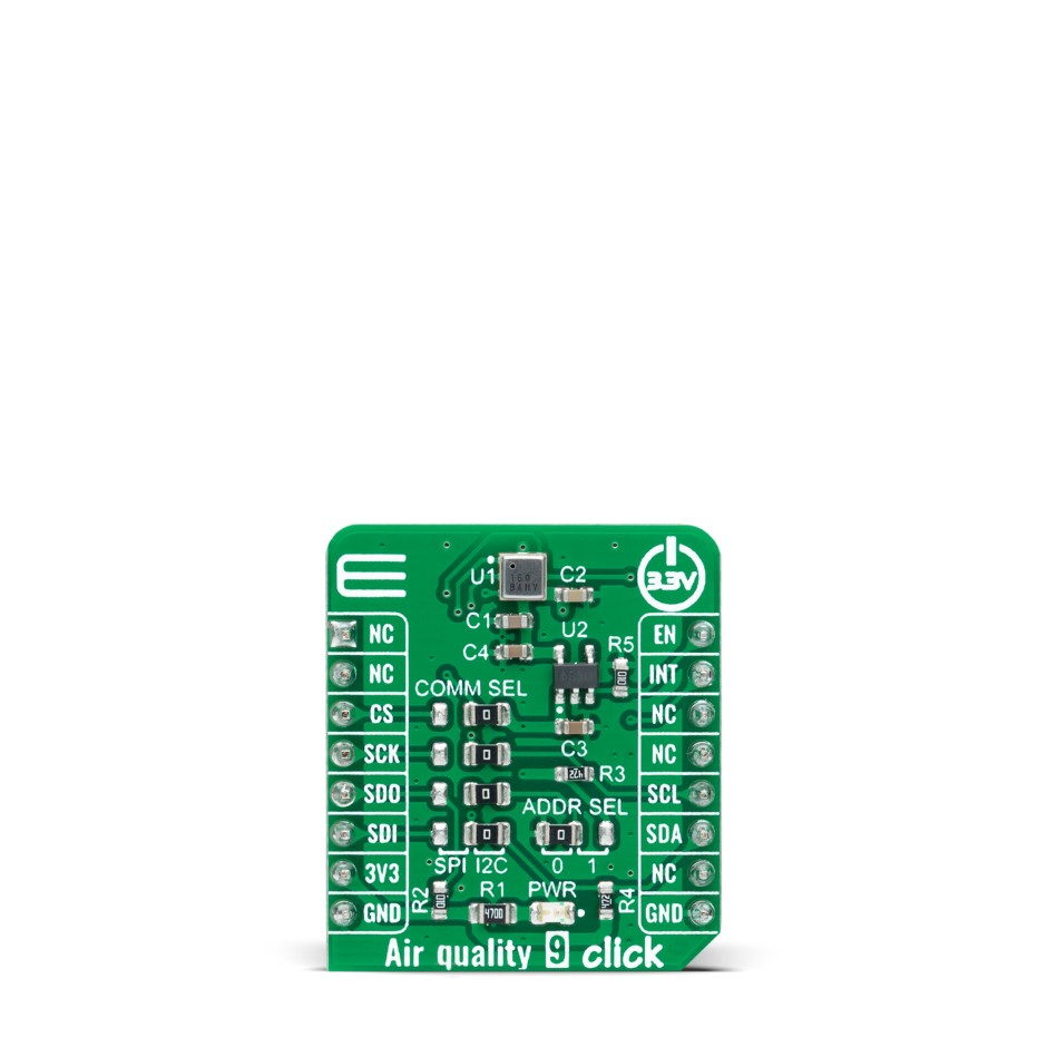 MikroElektronika Air quality 9 Click Air Quality Sensor Add On Board for ENS160 mikroBUS Socket