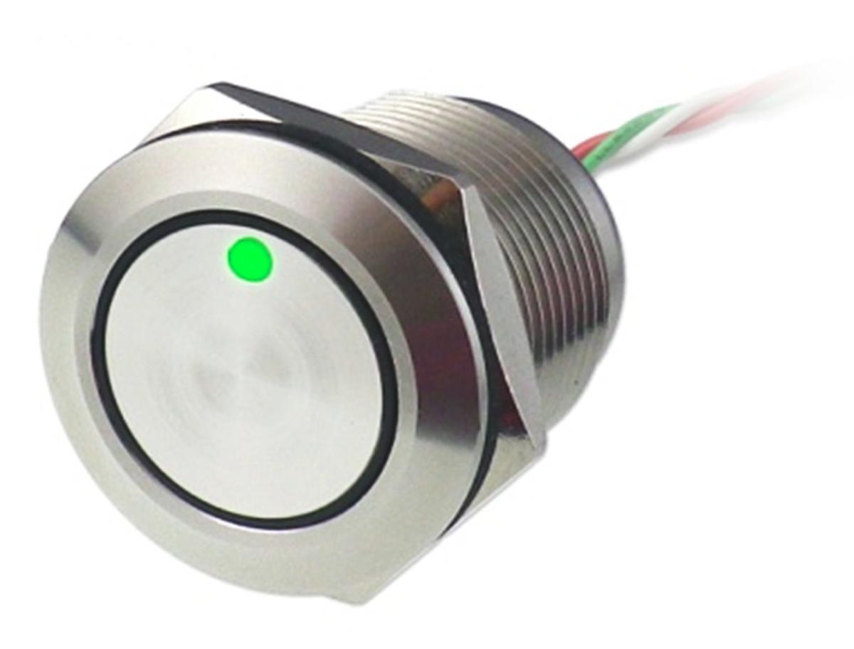 RS PRO Capacitive Switch Momentary NC,Illuminated, Green, Red, IP68 Brass