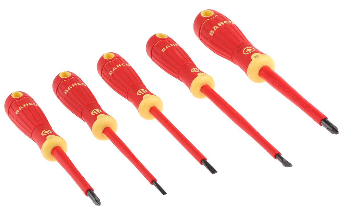 Bahco B220.005 Phillips; Slotted Insulated Screwdriver Set, 5-Piece
