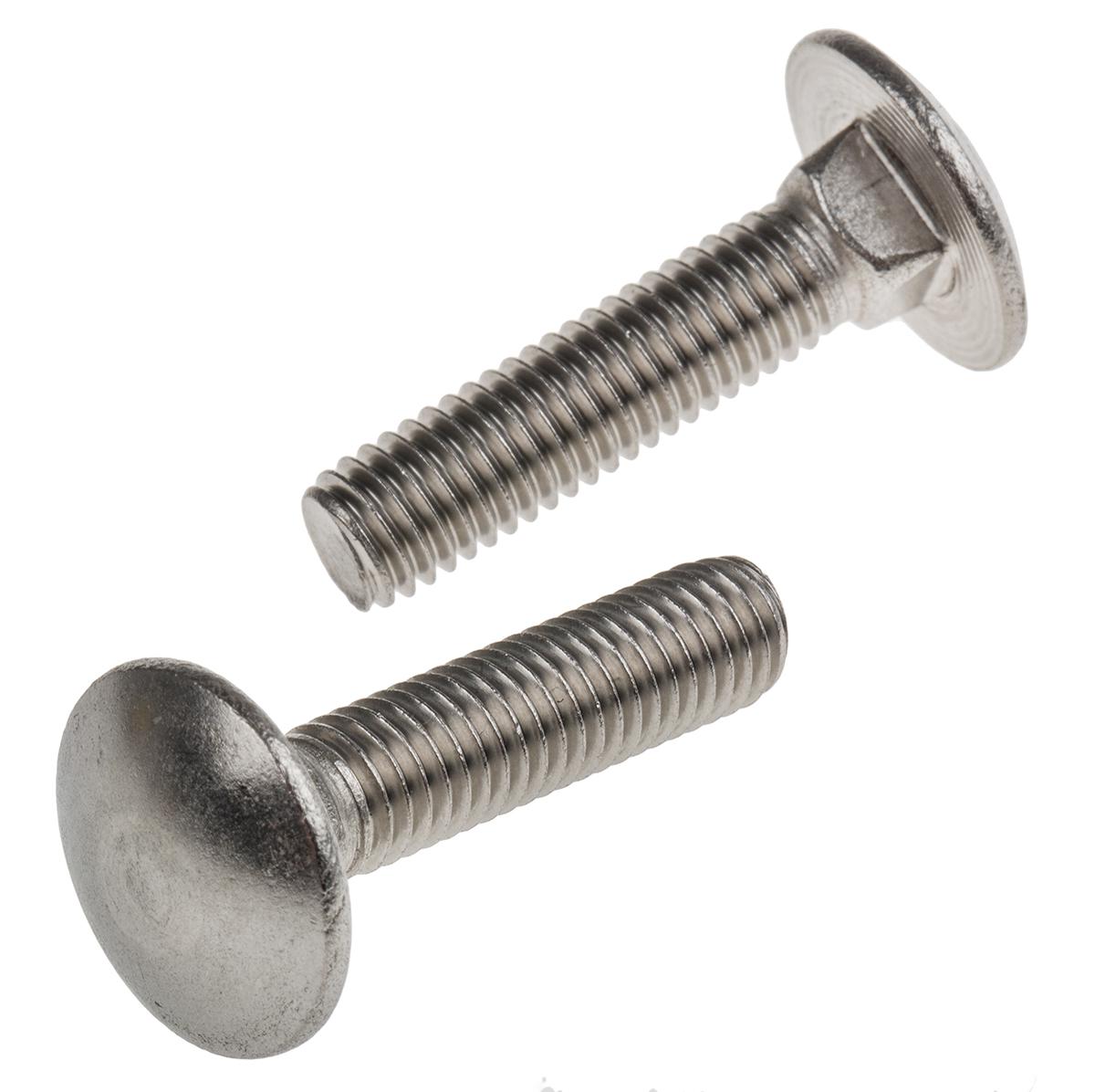 Plain Stainless Steel Coach Bolt, M8 x 35mm