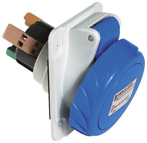 Schneider Electric, PratiKa IP67 Red Panel Mount 3P + N + E Right Angle Industrial Power Socket, Rated At 16A, 415 V