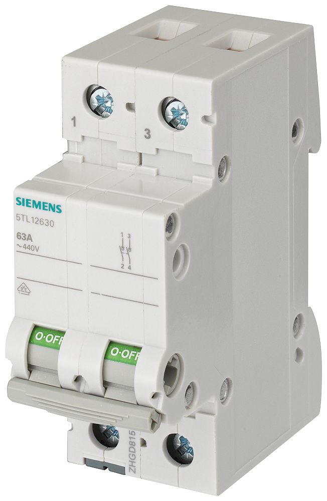 Siemens 2P Pole Isolator Switch - 32A Maximum Current