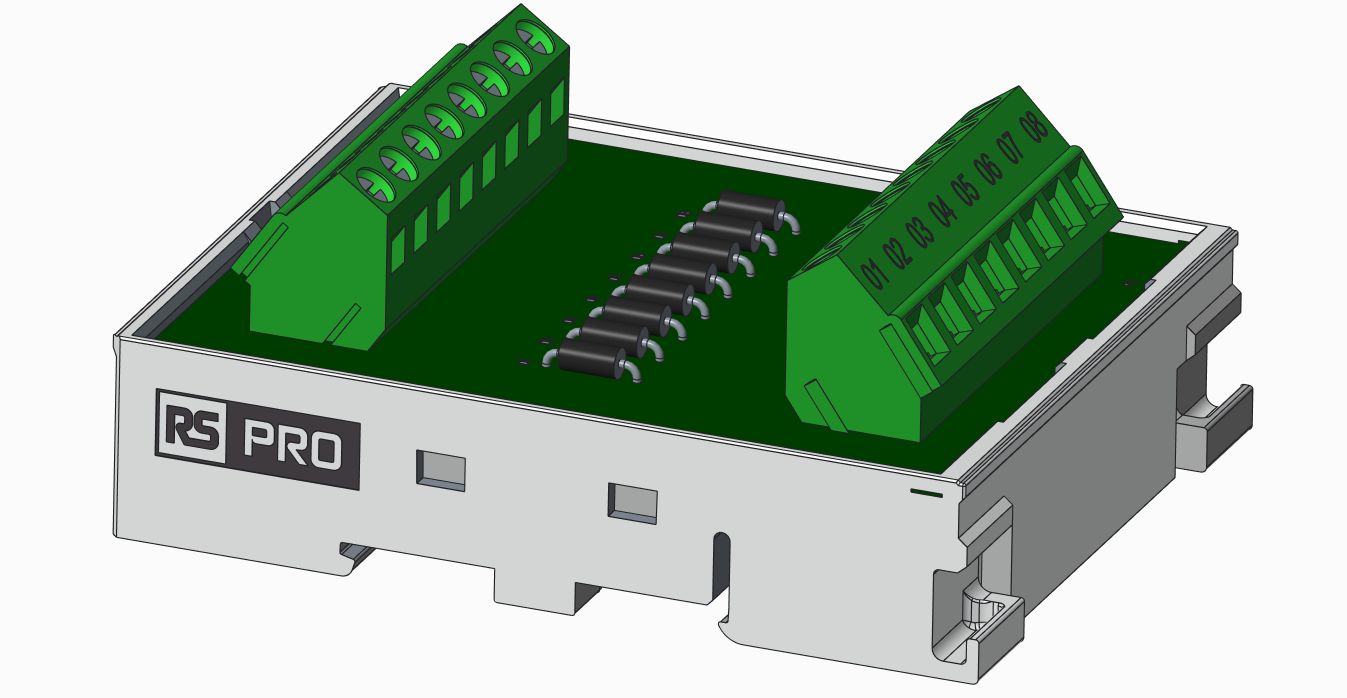 RS PRO 8-Contact Female Interface Module, Screw Terminal Connector, DIN Rail Mount, 0.25A