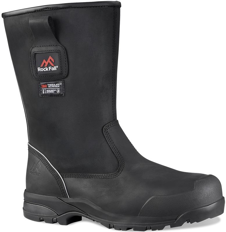 Rockfall RF040 Black Fibreglass Toe Capped Unisex Safety Boots, UK 6, EU 39