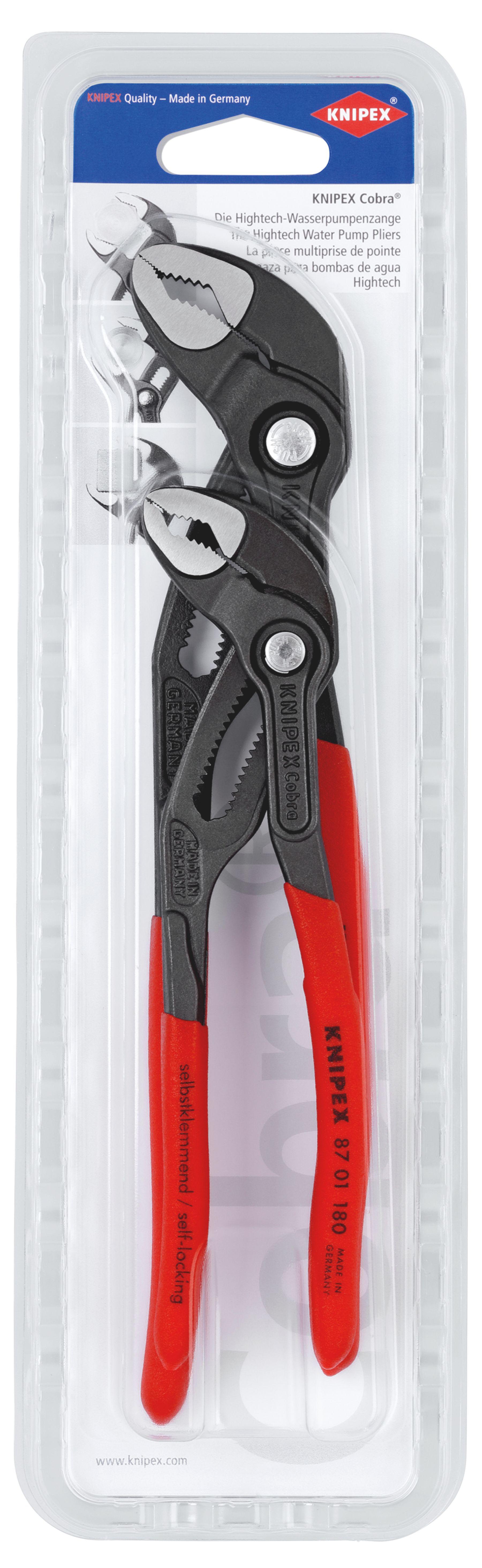 Knipex Cobra® 2-Piece Plier Set, Flat, Straight Tip, 320 mm Overall