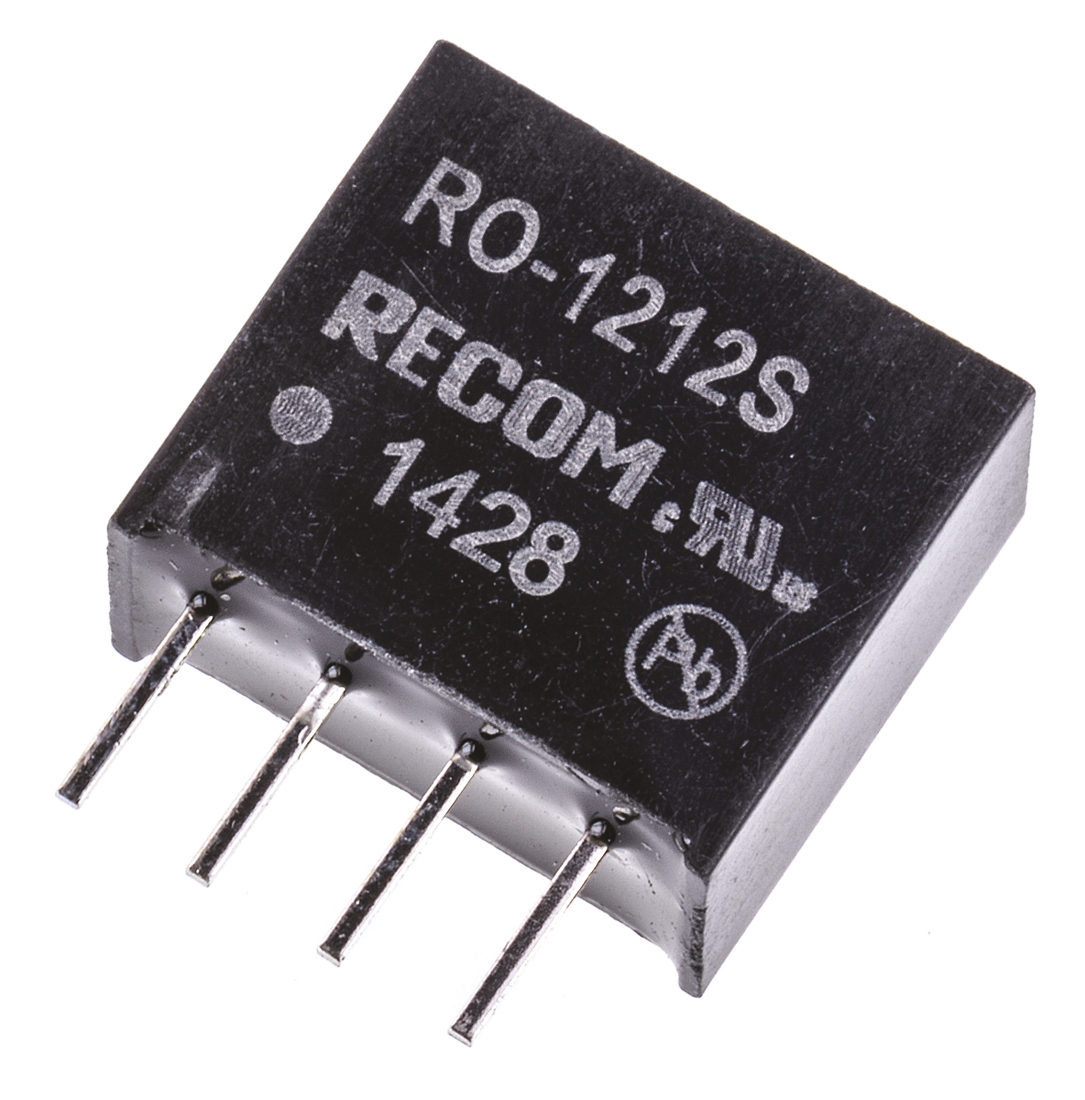 Recom RO DC-DC Converter, 12V dc/ 83mA Output, 10.8 → 13.2 V dc Input, 1W, Through Hole, +85°C Max Temp -40°C