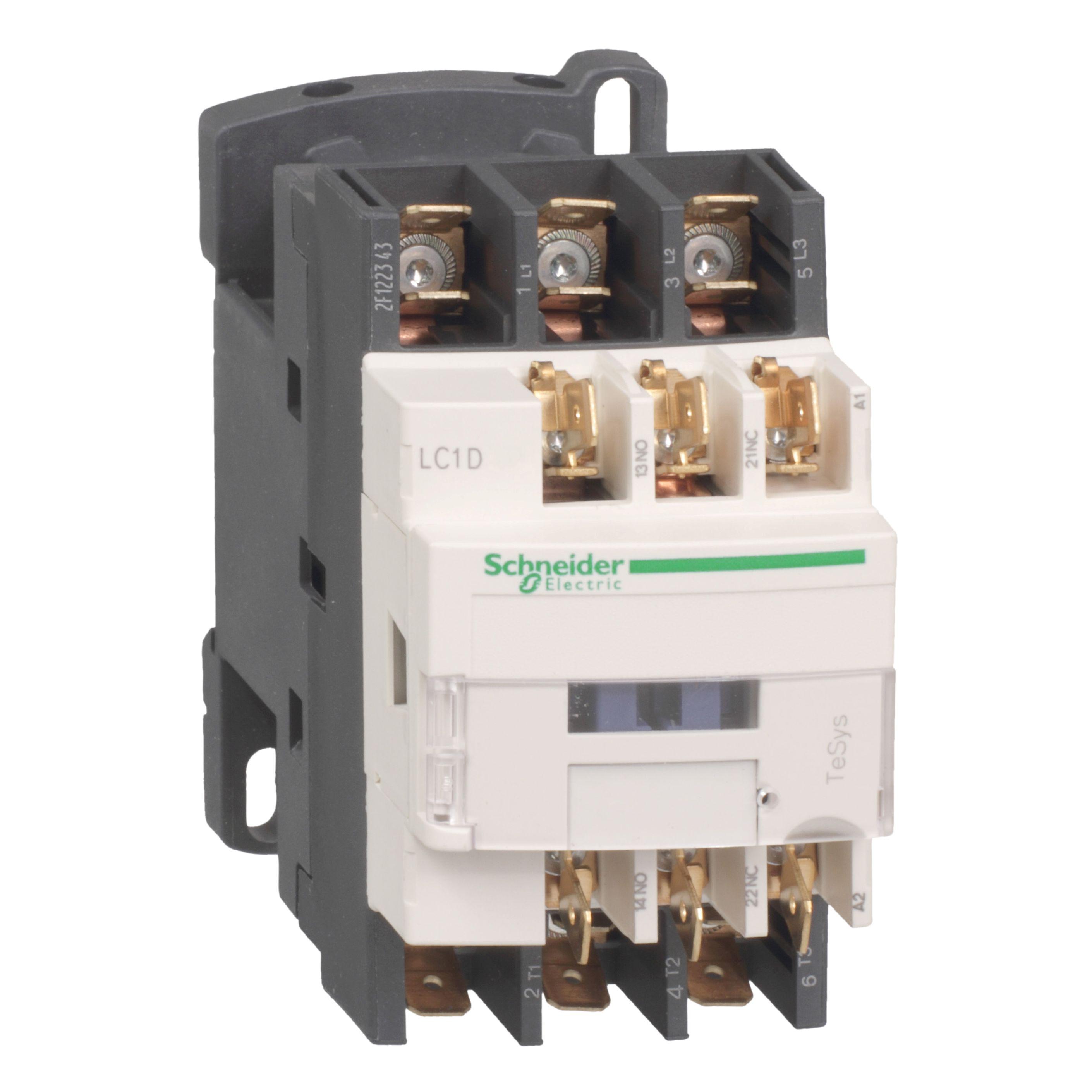 Schneider Electric LC1D Contactor, 110 V ac Coil, 3-Pole, 25 A, 5.5 kW 120 V, 3 NO, 300 V dc, 690V ac